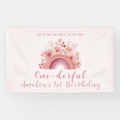 Rainbow Onederful 1st Birthday Party Welcome Banner (Horizontal)