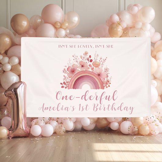 Rainbow Onederful 1st Birthday Party Welcome Banner