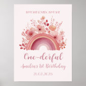Rainbow Onederful 1st Birthday Party Welcome  Poster (Vorne)