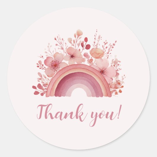 Rainbow Onederful 1st Birthday Thank You Sticker (Vorderseite)