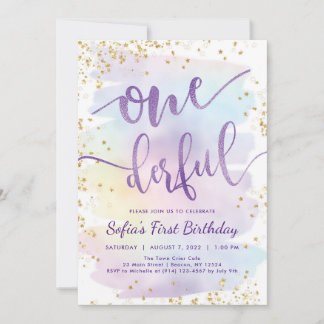 Rainbow Onederful Birthday Einladung 