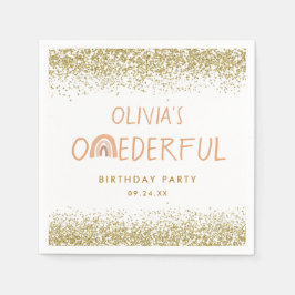 Rainbow Onederful Girl 1. Geburtstag Party Serviette