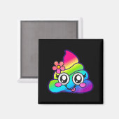 Rainbow Op Emoji Cute Unicorn O Flower Silly Magnet (Vorderseite/Rückseite)