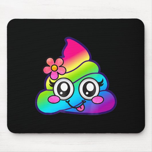 Rainbow Op Emoji Cute Unicorn O Flower Silly Mousepad (Vorne)