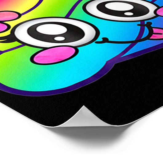 Rainbow Op Emoji Cute Unicorn O Flower Silly Poster (Ecke)