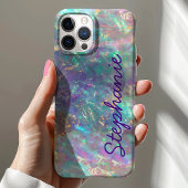 Rainbow Opal Gemstone Iridescent Monogram Name Case-Mate iPhone Hülle