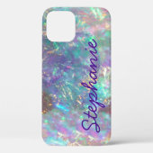 Rainbow Opal Gemstone Iridescent Monogram Name Case-Mate iPhone Hülle (Rückseite)