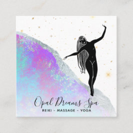 *~* Rainbow Opal Goddess Celestial Mystical Blue Quadratische Visitenkarte