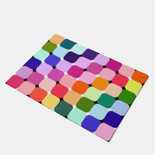 Rainbow Optical Illusion Bright Pillow Funky Fußmatte (Schrägansicht)