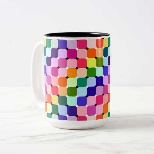 Rainbow Optical Illusion Bright Pillow Funky Zweifarbige Tasse (Vorderseite Links)