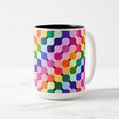 Rainbow Optical Illusion Bright Pillow Funky Zweifarbige Tasse (VorderseiteRechts)