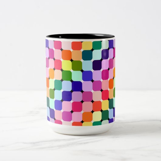 Rainbow Optical Illusion Bright Pillow Funky Zweifarbige Tasse (Mittel)