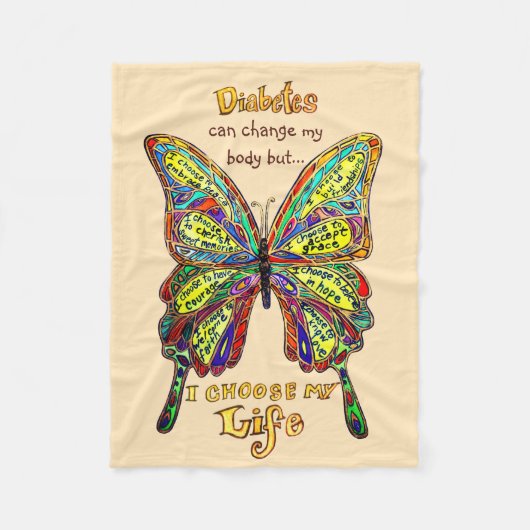 Rainbow Orange Diabetes My Life Butterfly Blankon Fleecedecke (Vorderseite)