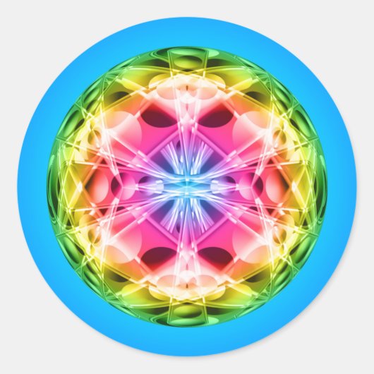 Rainbow Orb Mandala Runder Aufkleber (Vorderseite)