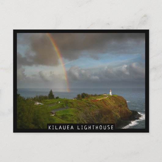 Rainbow over Kilauea Lighthouse auf Kauai Postkarte (Vorderseite)