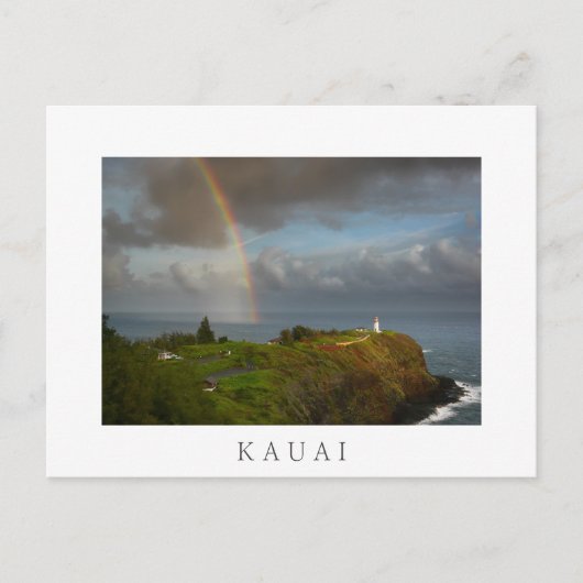 Rainbow over Kilauea Lighthouse Kauai Postkarte (Vorderseite)