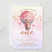 Rainbow Owl 1. Geburtstag Einladung (Vorderseite)