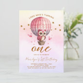 Rainbow Owl 1. Geburtstag Einladung (Stehend Vorderseite)