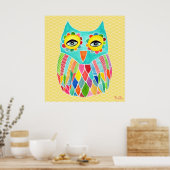 Rainbow Owl Art Girls Room Poster (Küche)