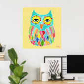 Rainbow Owl Art Girls Room Poster (Heimbüro)