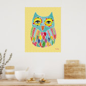 Rainbow Owl Art Girls Room Poster (Küche)