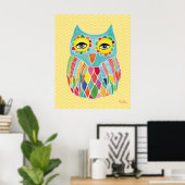 Rainbow Owl Art Girls Room Poster (Heimbüro)