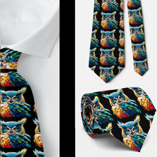 Rainbow Owl Owls Magic Neckties Krawatte
