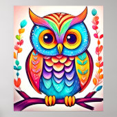 Rainbow Owl Perle Kunst Poster (Vorne)