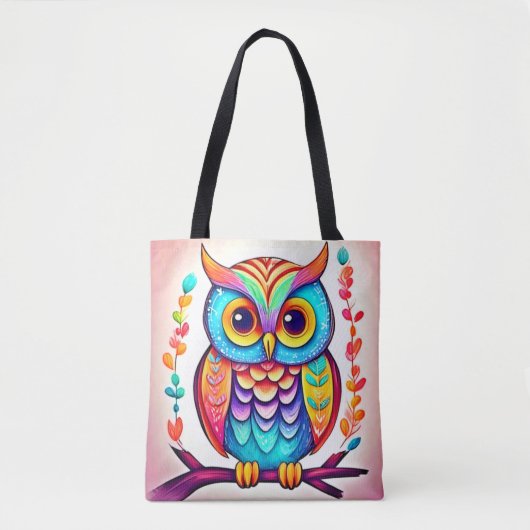Rainbow Owl Perle Kunst Tasche (Vorderseite)