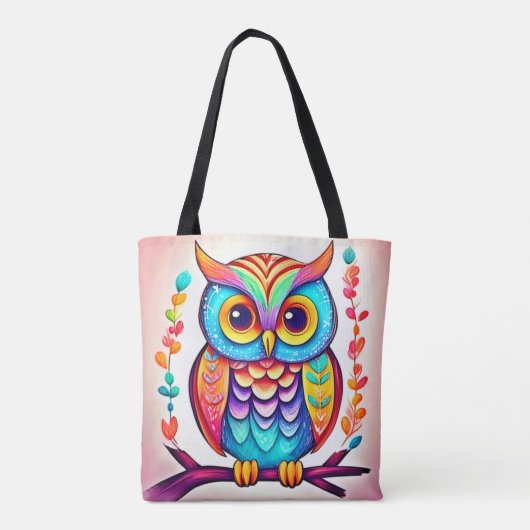 Rainbow Owl Perle Kunst Tasche (Rückseite)