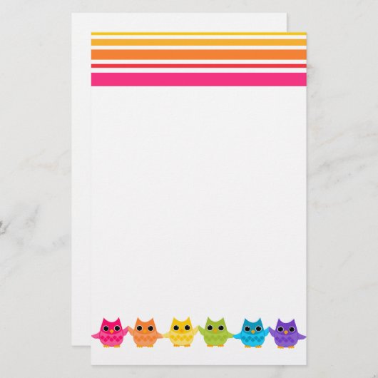 Rainbow Owls Briefpapier (Vorne/Hinten)