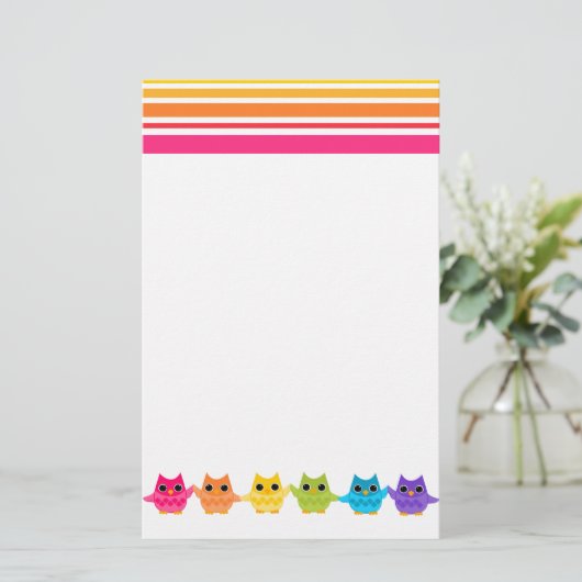 Rainbow Owls Briefpapier (Stehend Vorderseite)