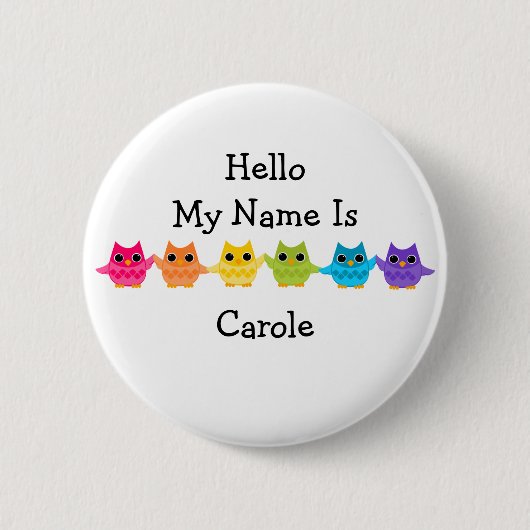 Rainbow Owls Button (Vorderseite)