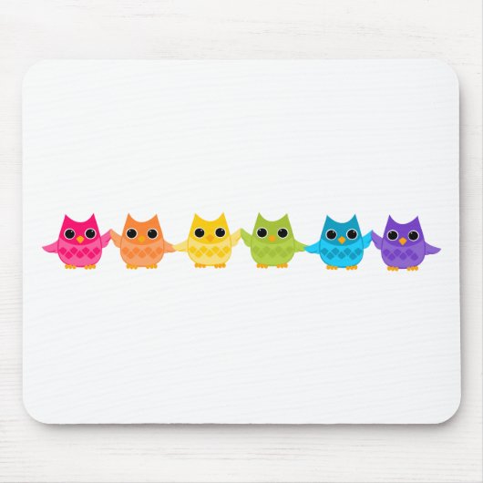 Rainbow Owls Mousepad (Vorne)