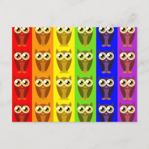 Rainbow Owls Postkarte