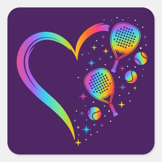 Rainbow Padel Quadratischer Aufkleber (Vorderseite)