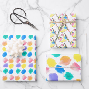 Rainbow Paint and Sip Birthday Party Geschenkpapier Set