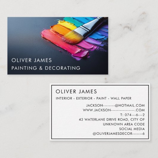 Rainbow Paint Brush Painting Decoration Artist Visitenkarte (Vorne/Hinten)