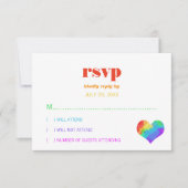 Rainbow Paint Heart Gay Lesbian Wedding RSVP (Vorderseite)