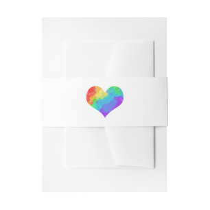 Rainbow Paint Heart Lesbian Gay Wedding Einladungsbanderole