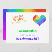 Rainbow Paint Heart Lesbian Wedding Bridesmaid Einladung (Vorne/Hinten)