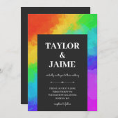 Rainbow Paint Modern Gay Lesbian Wedding Einladung (Vorne/Hinten)