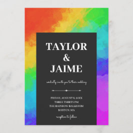 Rainbow Paint Modern Gay Lesbian Wedding Einladung