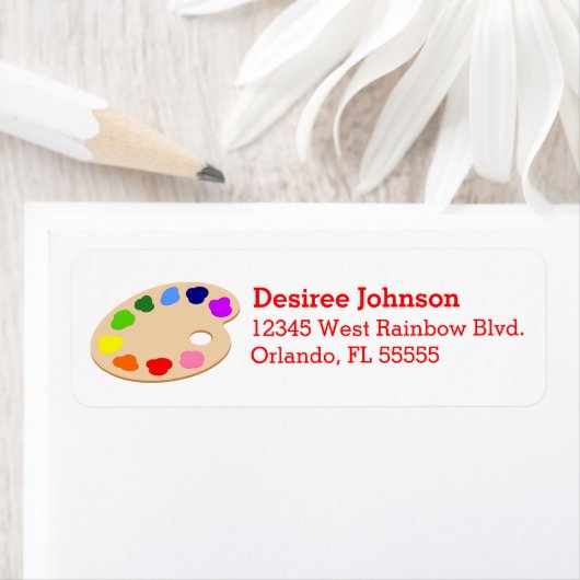 Rainbow Paint Palette Art Address Labels (Insitu)