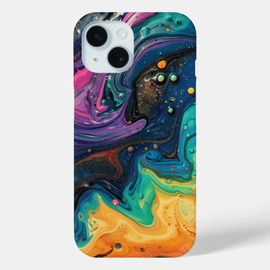 Rainbow Paint Pour Abstrakt Liquid Niedlich Ästhet Case-Mate iPhone Hülle (Rückseite)