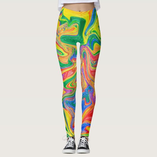 Rainbow Paint Pouring Leggings (Vorderseite)