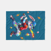 Rainbow paint rabbit batter funny easter bunny fleecedecke (Vorderseite (Horizontal))