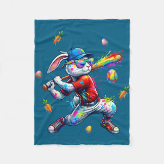 Rainbow paint rabbit batter funny easter bunny fleecedecke