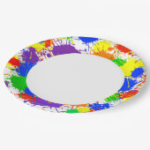 Rainbow Paint Splash Birthday Party Paper Plates Pappteller (Schrägansicht)