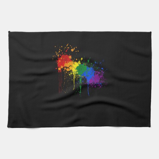Rainbow Paint Splash Flag LGBT Prith Month T - Shi Geschirrtuch (Horizontal)